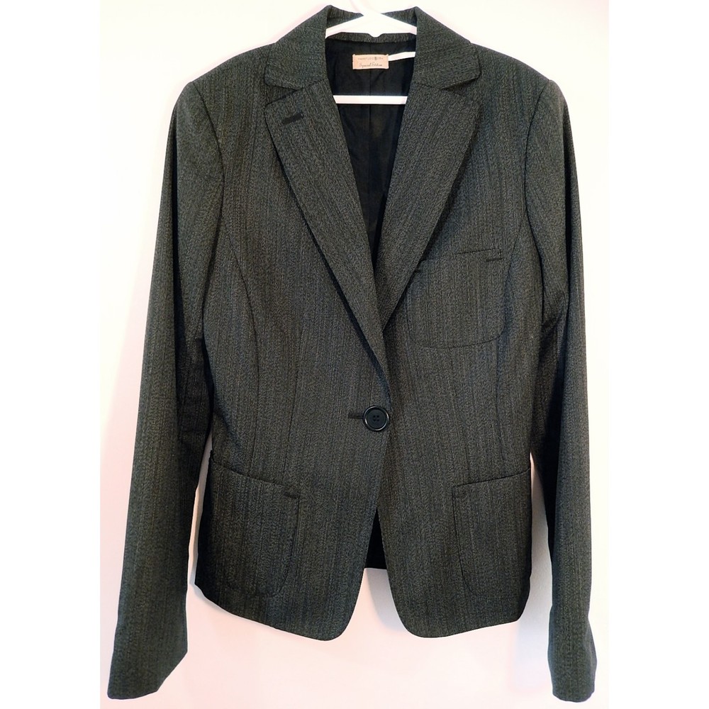 MAX STUDIO SPECIAL EDITION STRIPED BLAZER, SIZE 0, BLACK W WHITE LINE